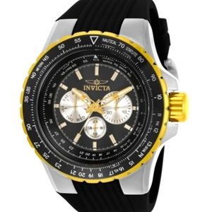 Invicta Aviator Mens Watch 50mm Stainless Steel Case Black Silicone Band 33029